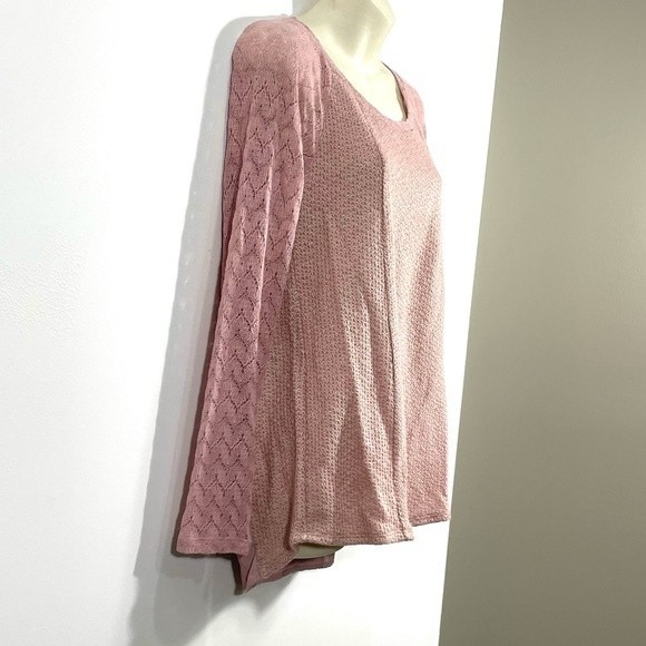 Anthropologie One September M Rosanella Lace Knit Blouse Top Pink - Picture 8 of 10